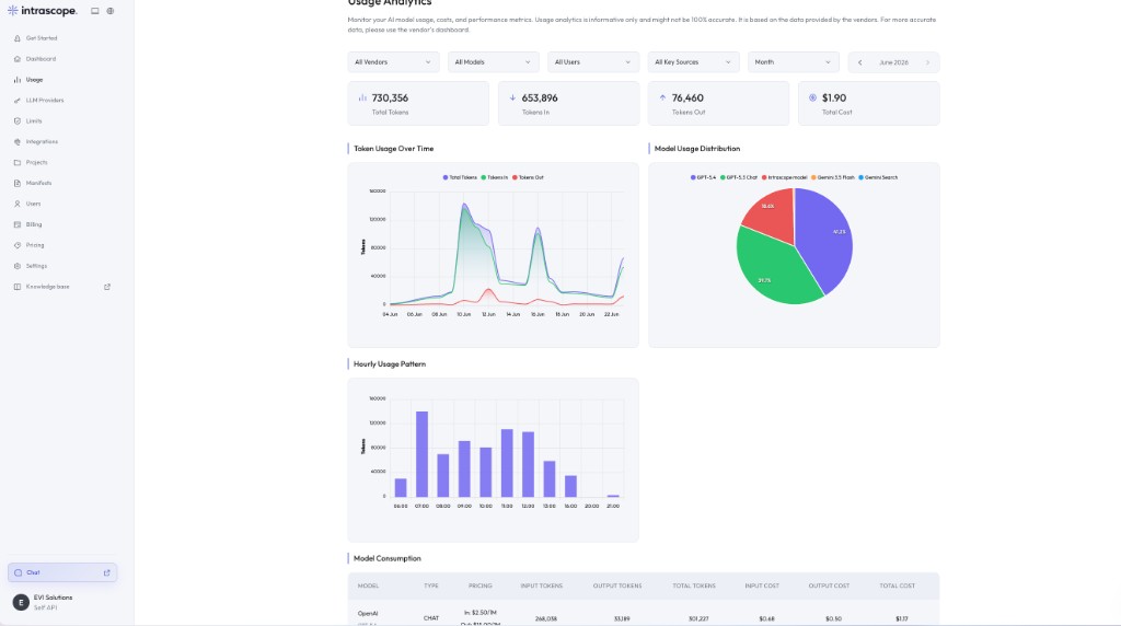 Intrascope usage and cost analytics
